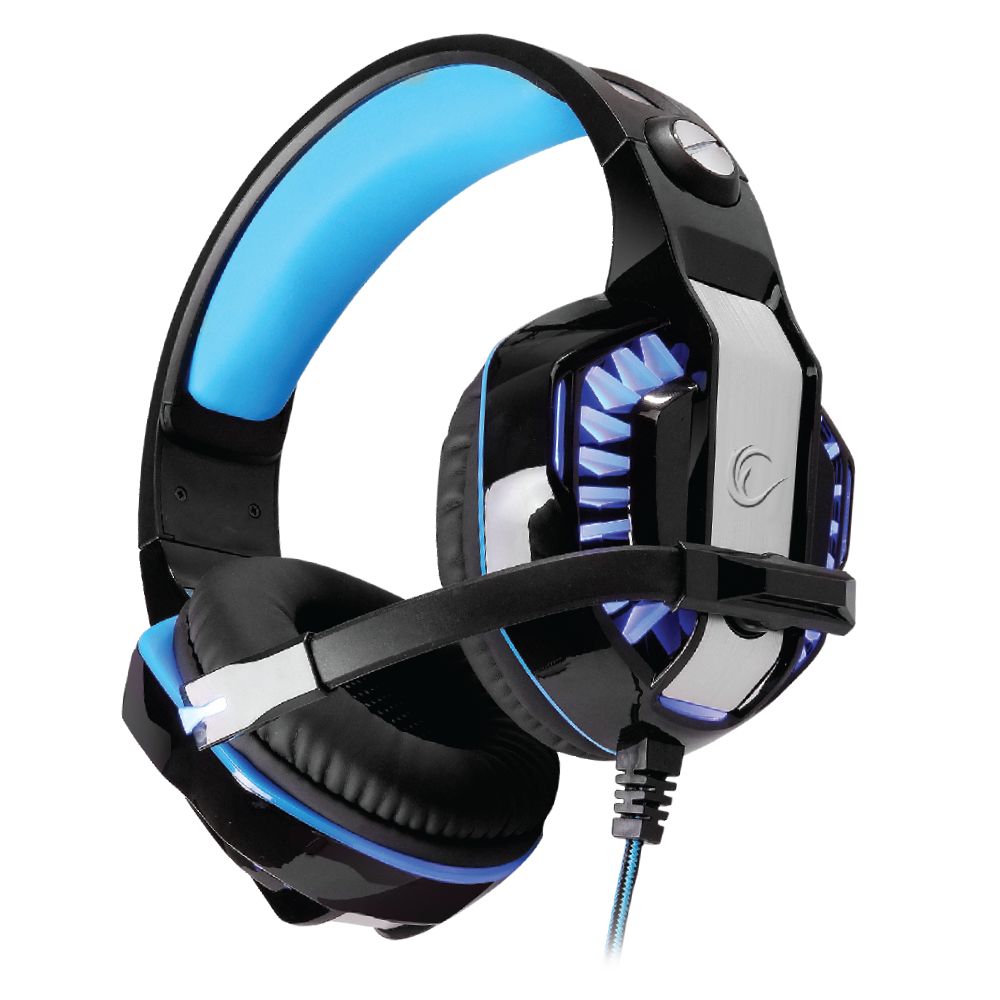 Casti cu fir gaming, Rampage Rivia G20, microfon, negru/albastru, 2.2m