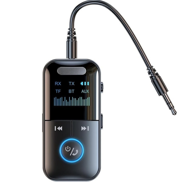 Bluetooth 5.4 adapter, Xiusaqio®, 2 az 1-ben adó-vevő, alacsony késleltetés, AUX 3.5mm, TF kártyával kompatibilis, TV-hez, PC-hez, autóhoz, fejhallgatóhoz, projektorhoz, mobiltelefonhoz, tablethez