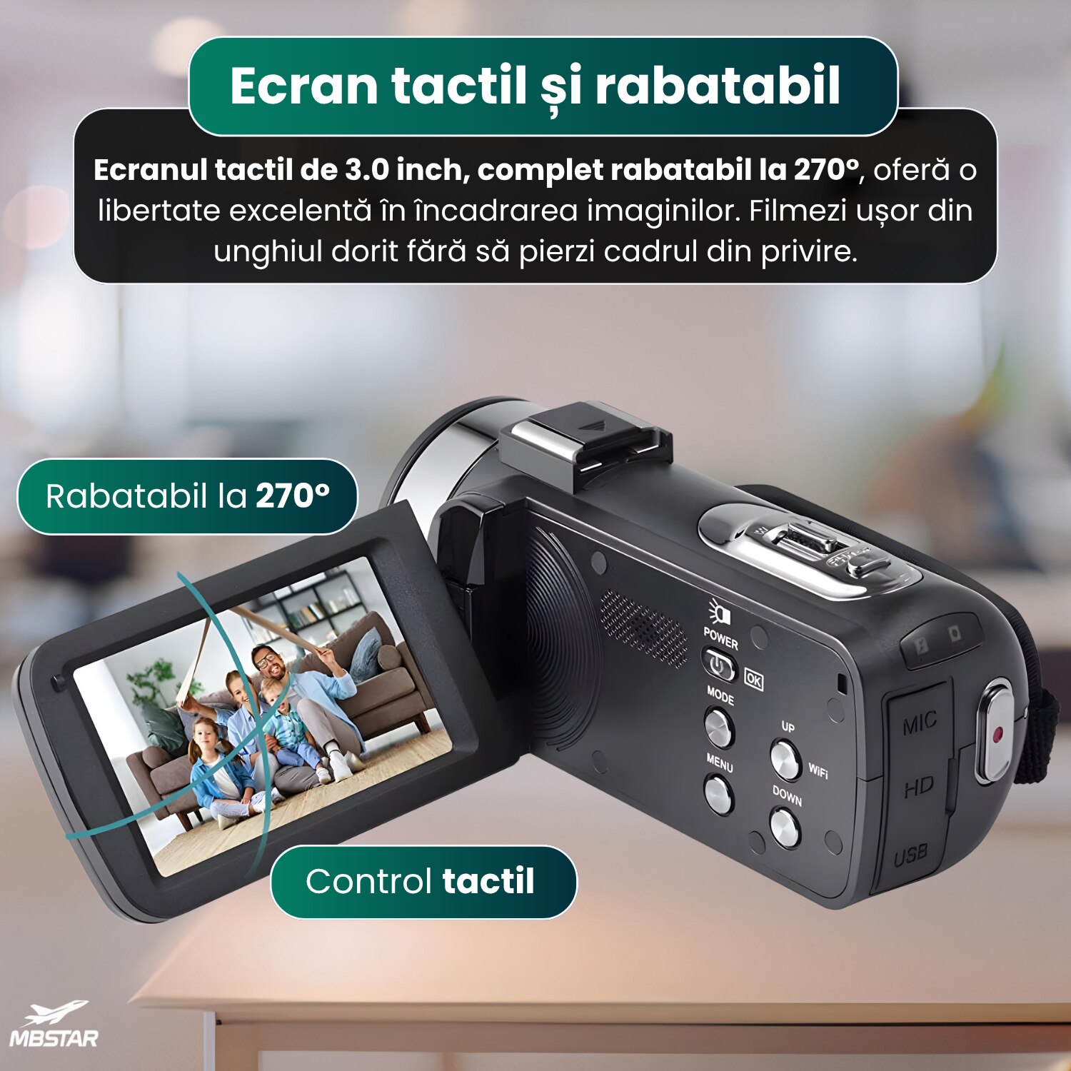 Camera digitala profesionala retro 8K Ultra HD, MBSTAR, cu Wi-Fi ...