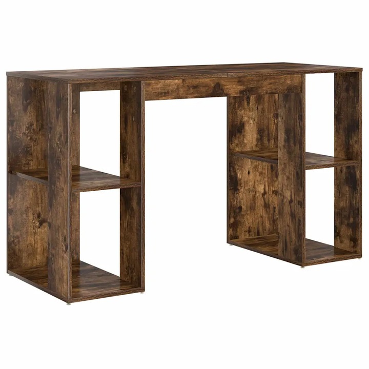 vidaXL Asztal polcokkal Füstölt tölgy 130 x 50.5 x 75 cm Faanyag 869502