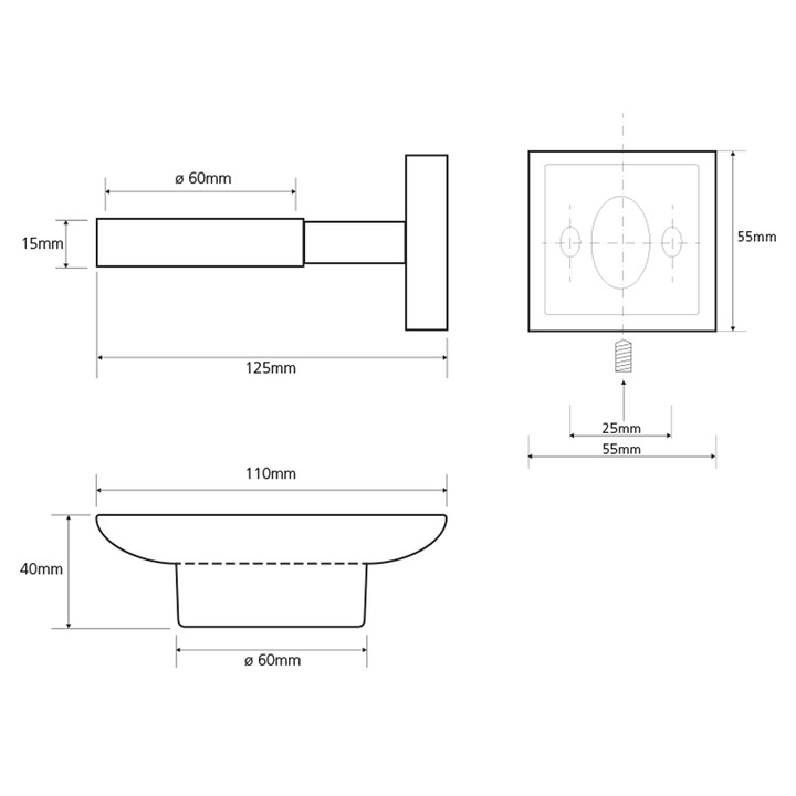 Sapho X-SQUARE szappantartó, króm, 110x55x125 mm, 1 db.
