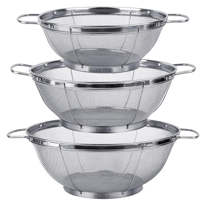 Комплект от 3 броя маси от неръждаема стомана, Axroad Mall, 22x25x28 см, сребристи