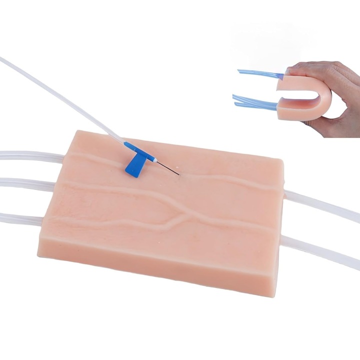 Mulaj din silicon pentru practicarea injectiilor intravenoase, Axroad Mall, Pad de practica pentru injectii, Lmita Pielea Umana, Reutilizabile, Usor de Utilizat, Moale, Portabil, Pentru antrenamente profesionale la medicina, 11x7x2cm, Crem