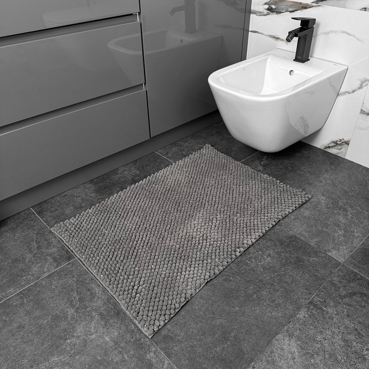Covoraș de baie DarianA Ananas gri închis 50x80 cm, moale, antiderapant
