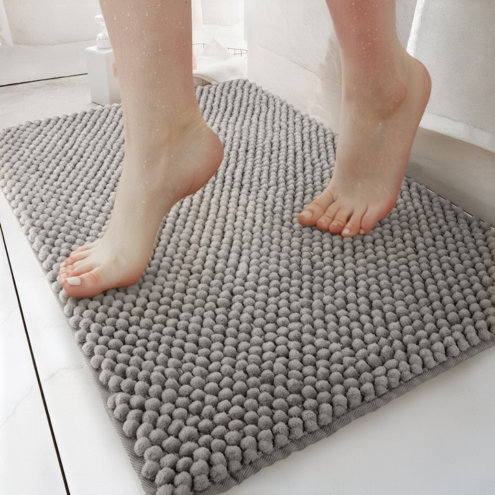 Covor de baie DarianA Ananas 50x80 cm gri argintiu, antiderapant, absorbant