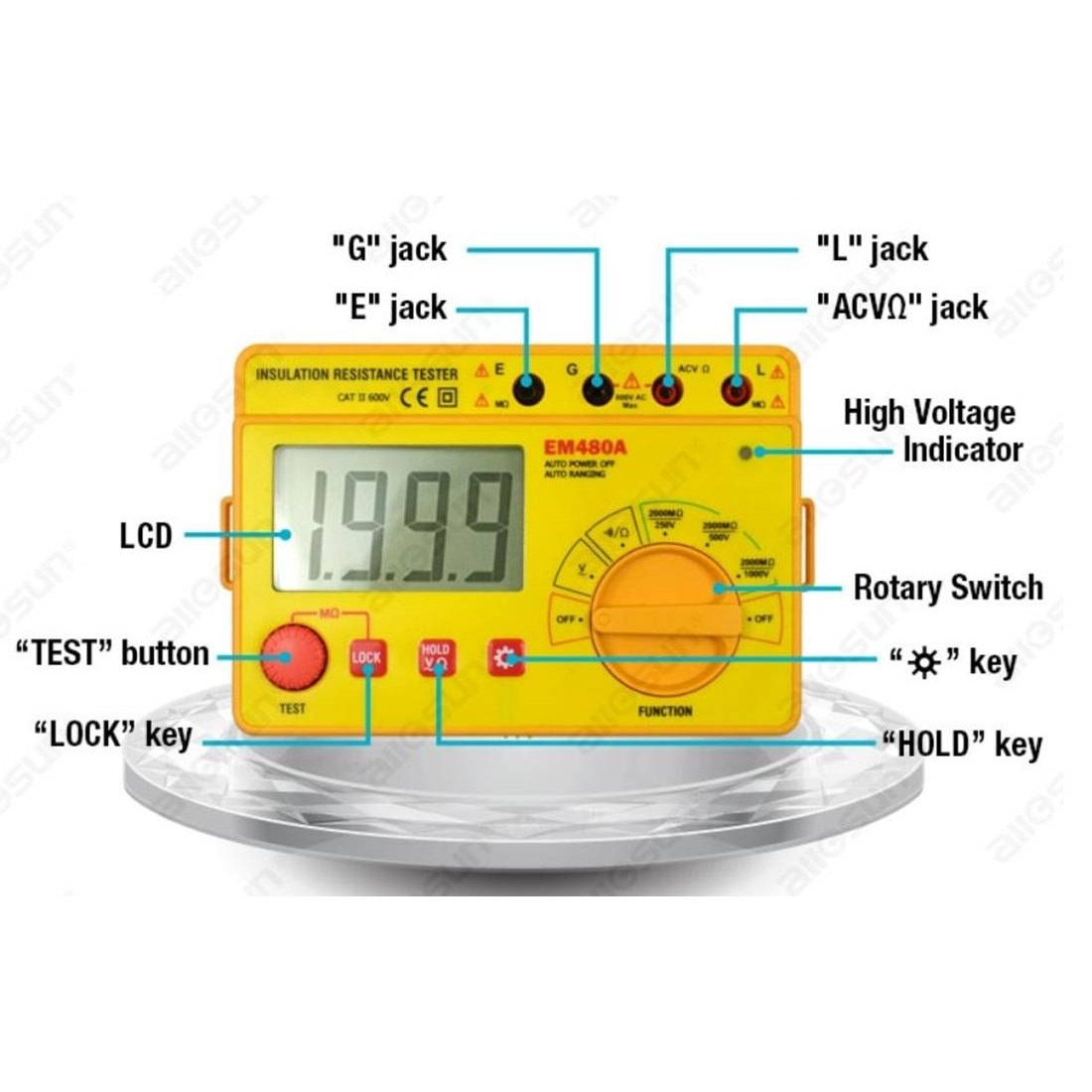 Tester tip megger EM408A, Buzzer, Rezistență de izolație, 2000Mohm