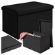 Сгъваема табуретка с място за съхранение, Zola, капацитет 54 л, 60 x 30 x 30 см, максимално поддържано тегло 80 кг, водоустойчива, MDF, кадифе, черна