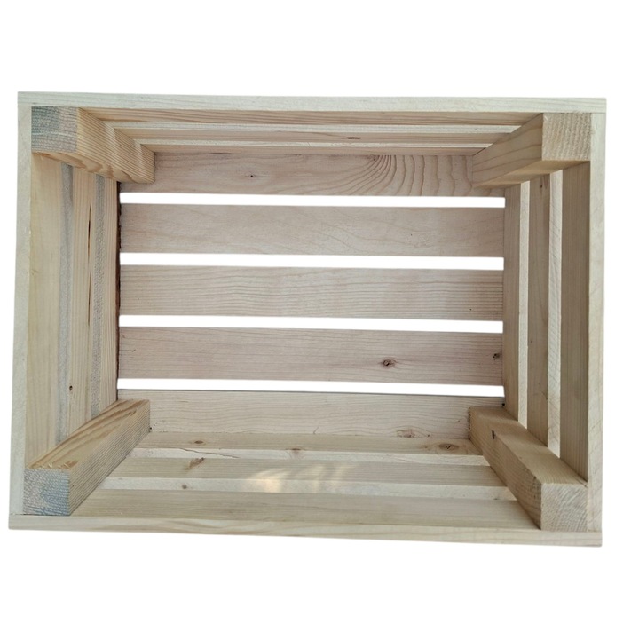 Ladita din lemn brut, perfecta pentru depozitare sau prezentare de produse, 50x40x30cm