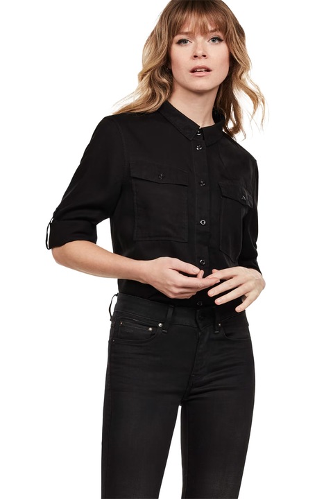 Cămașă de damă G-Star RAW Rovic Long Shirt 7536982 16113-44, Lightweight Weir Tencel, S, Bleumarin/Negru