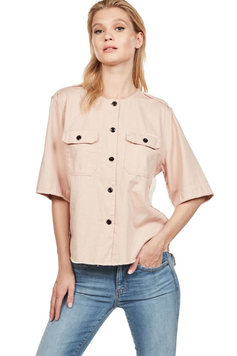 Cămașă de damă G-Star RAW Beryl Shirt *7541375 16113-44, Denim diamantat ultraușor, Mâneci scurte, Bumbac, S, Roz