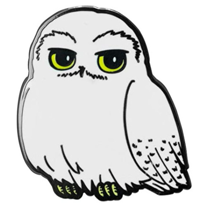 Значка Хари Потър, Hedwig, 3 х 2, 6 см, Бял