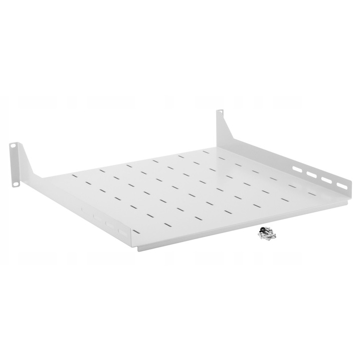 Fém rack 2U, Euro-Box, 19", 450mm, szürke, tartozék rögzítőkészlet