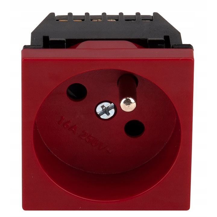 Priza de alimentare pentru canalul MEKS UPS cu pin Euro-Box 45x45mm, rosu, montaj subtire, IP20