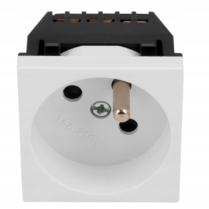 Gniazdo de alimentare Euro-Box 45x45mm, alb, montaj subtire, IP20, 16A