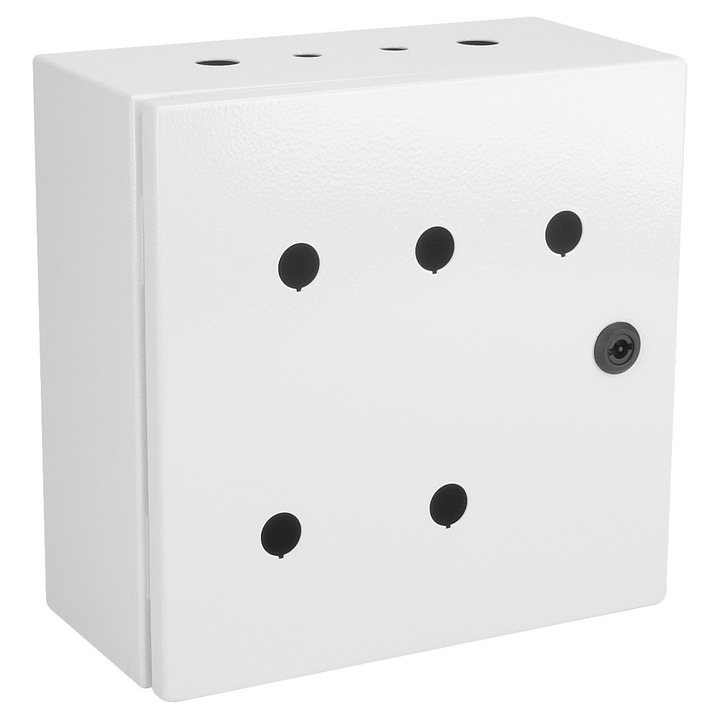 Fém szekrény Euro-Box 300x300x150, 5 nyílással, RAL 70358 színben, szerelőlap nélkül