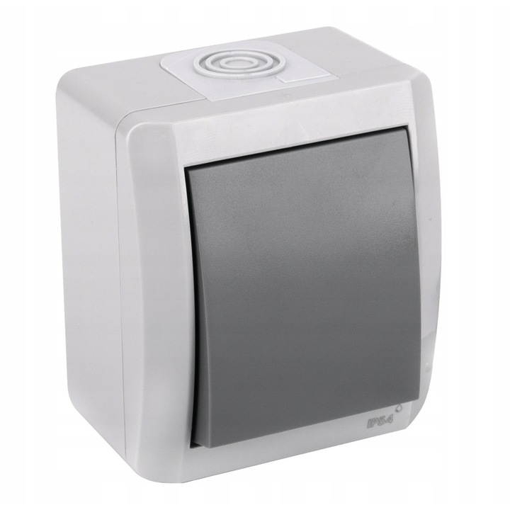 Euro-Box Fénykapcsoló, NORA modell, grafit, 1 gombos, IP54, 80x70x50mm