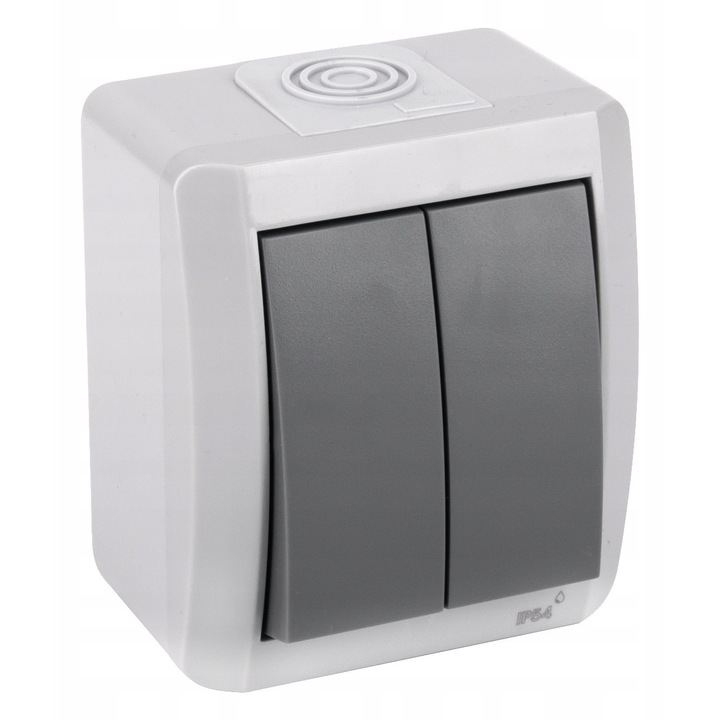 Villanykapcsoló Euro-Box, NORA modell, 2 billentyűs, grafit, 80x70x50mm, IP54