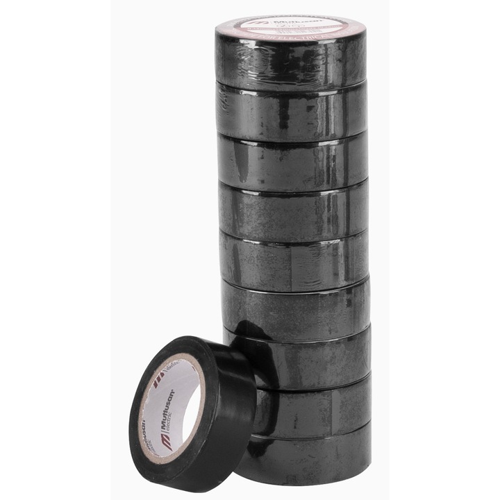 Banda izolatoare PVC Euro-Box, 10 role, 19mm x 9m, rezistenta la apa, neagra