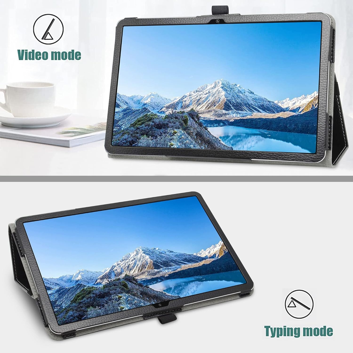 Husa tableta Blackview Tab 15, 10.5 inci, piele PU neagra