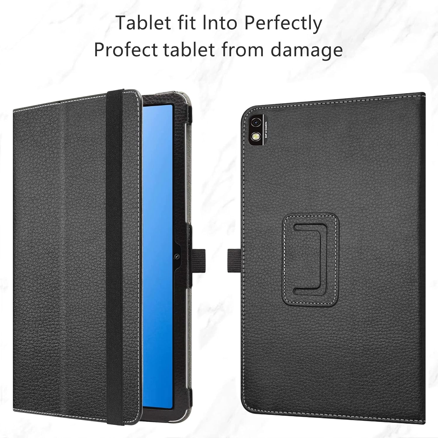 Husa tableta Blackview Tab 15, 10.5 inci, piele PU neagra