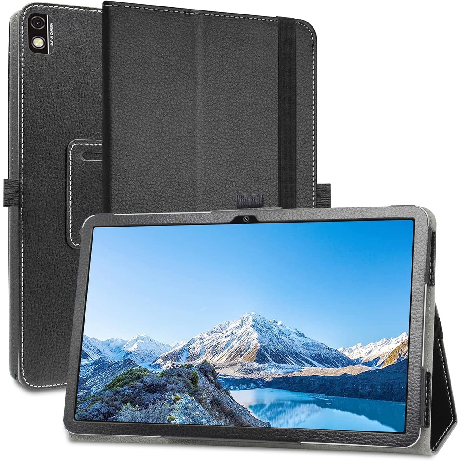 Husa tableta Blackview Tab 15, 10.5 inci, piele PU neagra