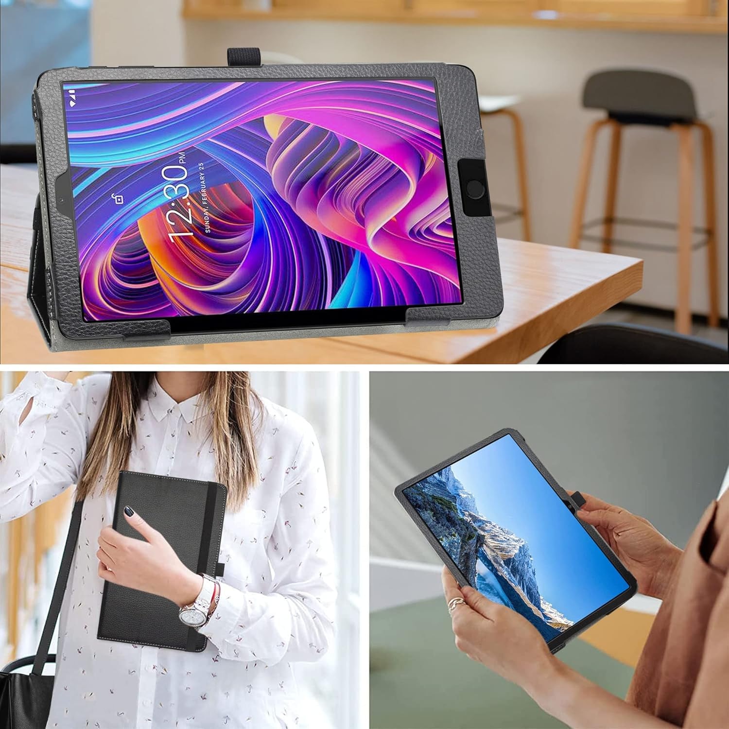 Husa tableta Blackview Tab 15, 10.5 inci, piele PU neagra
