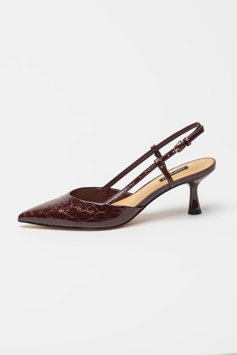 NINE WEST, Pantofi cu bareta slingback si varf ascutit Rhonda, Rosu inchis