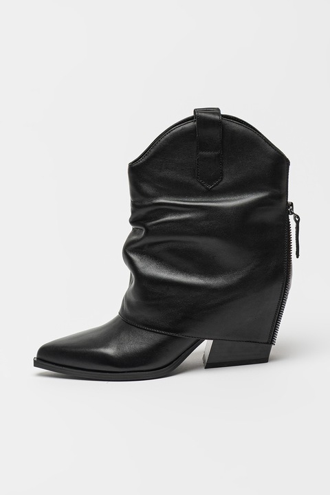 NINE WEST, Кожени ботинки Waxel тип Cowboy, Черен