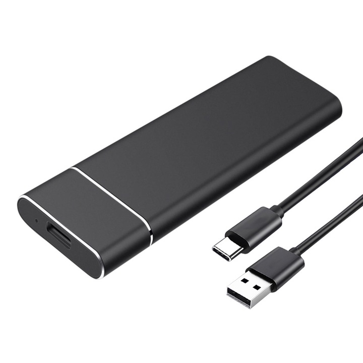 Външен преносим SSD диск, външен SSD диск, съвместим с PC и Mac, USB-C интерфейс, 2 TB капацитет, черен