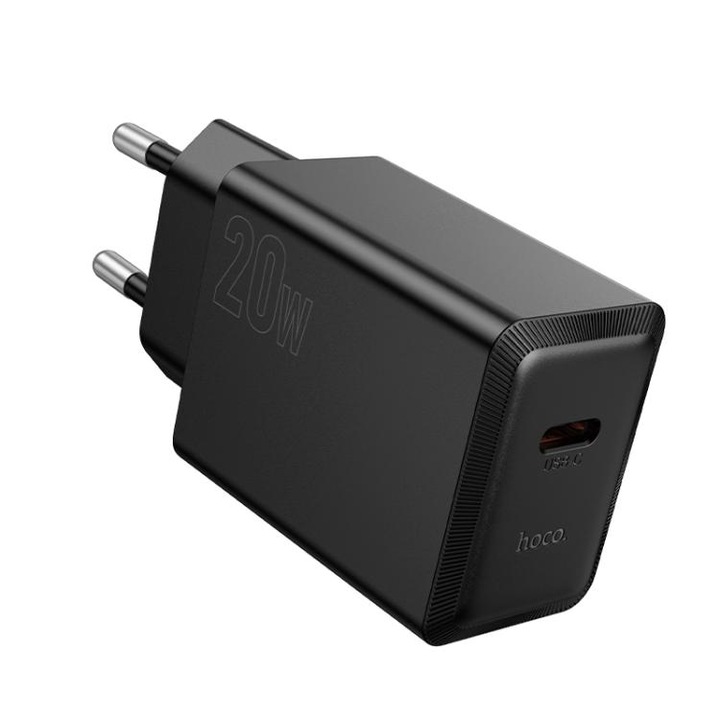 Адаптер HOCO N68, Мощност 20W, USB-C порт, Черен