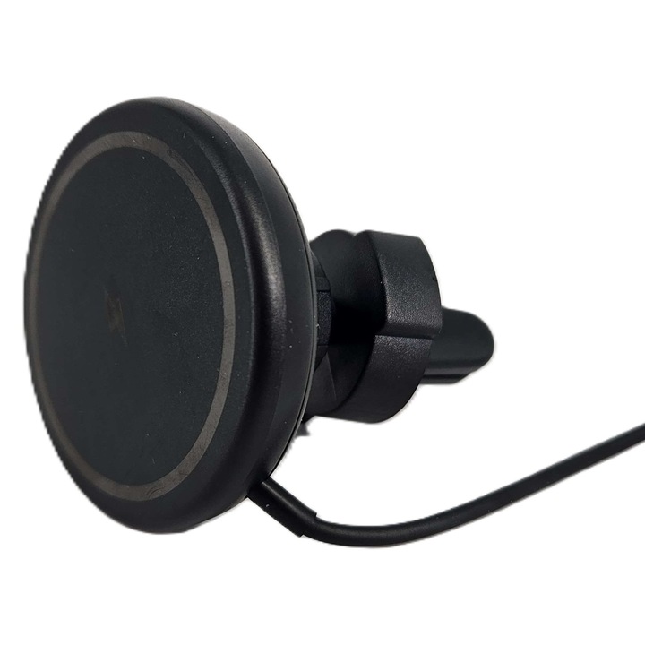 Încărcător auto magnetic Pantherise 15W, negru, montaj pe grila de ventilație, suport telefon magnetic
