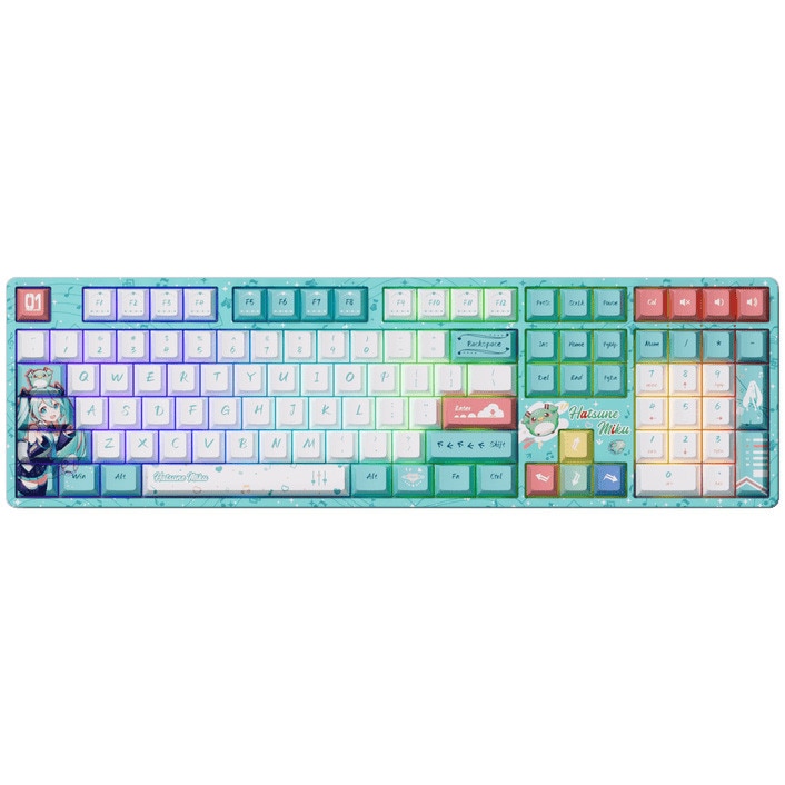 Tastatura mecanica wireless Akko X Hatsune Miku 5108B Plus, iluminare RGB, multicolor