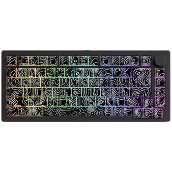 Tastatura mecanica wireless MonsGeek M1 V5 Contour Lines Black, aluminiu, iluminare RGB
