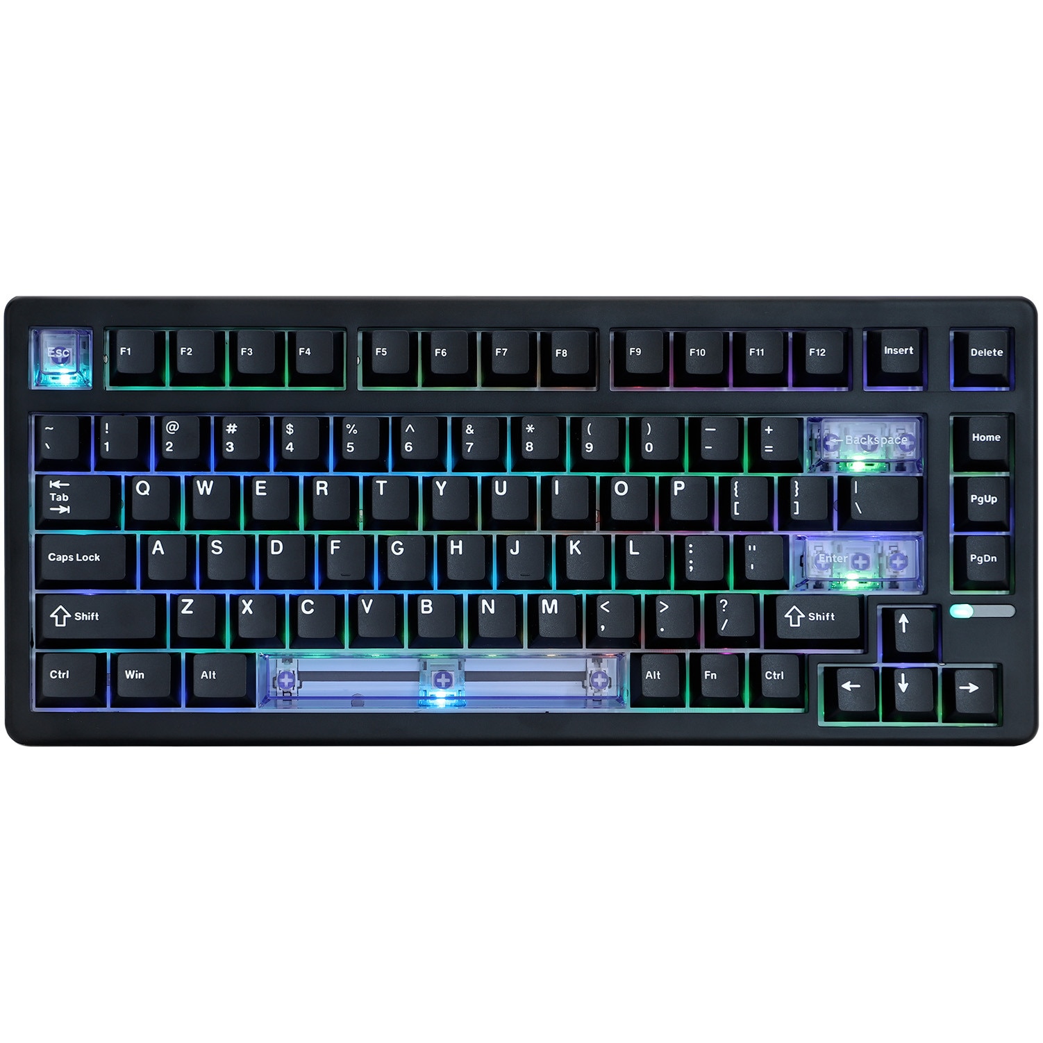 Tastatura gaming mecanica cu fir Epomaker HE 80, iluminare RGB, Negru