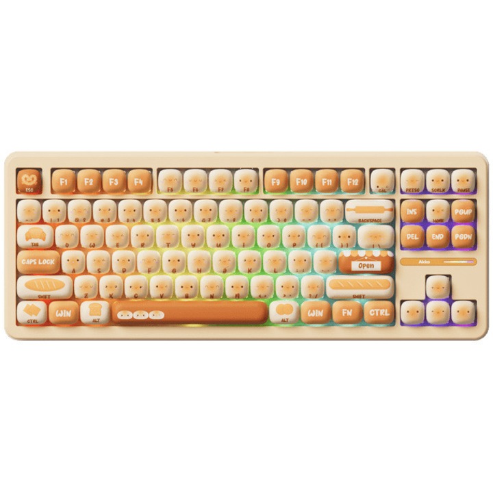 Tastatura mecanica wireless Akko TAC87 Bun Wonderland, iluminare RGB