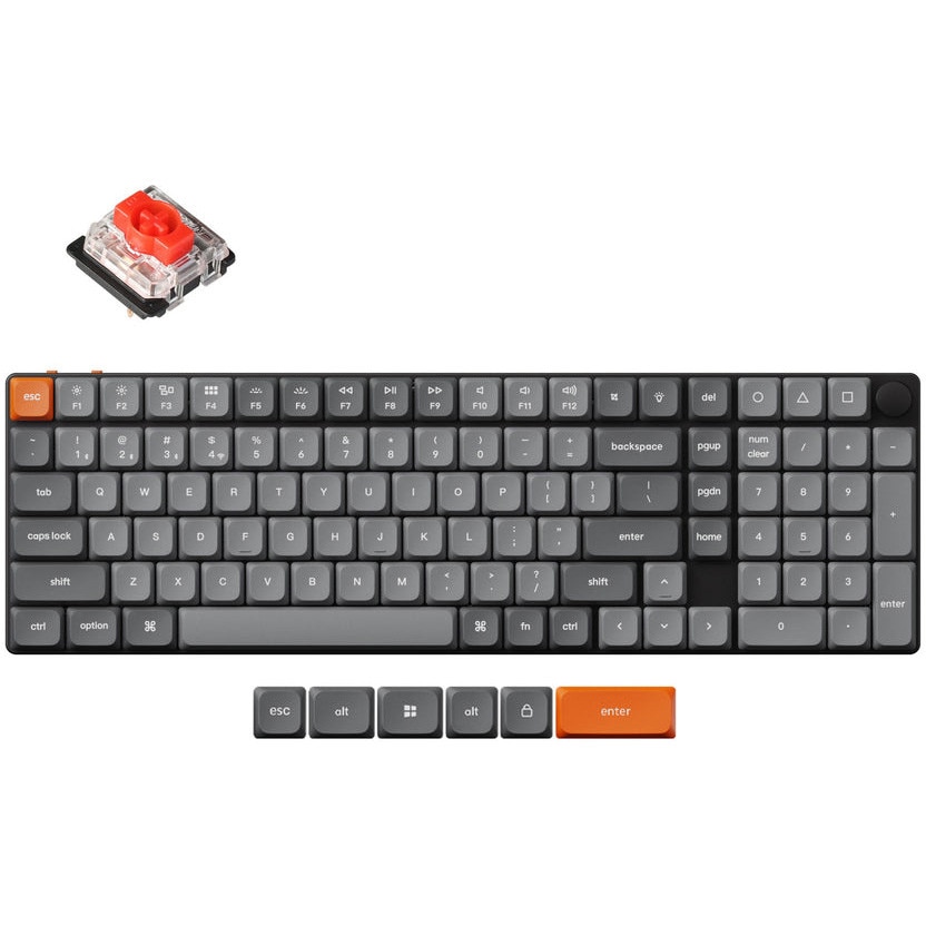 Tastatura mecanica wireless Keychron K17 Max Low Profile K17M-H1, iluminare RGB, negru/gri