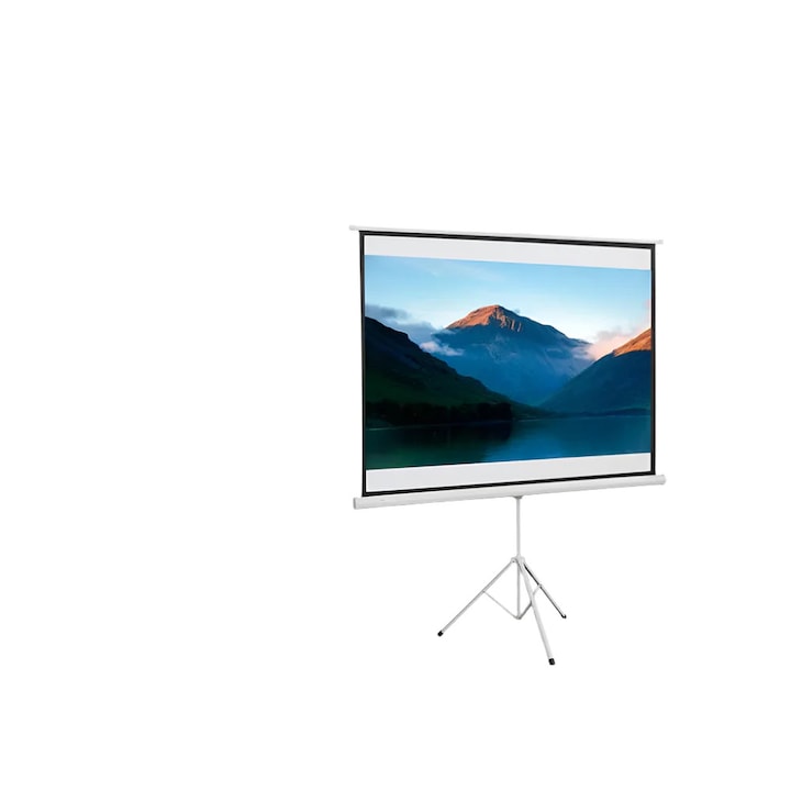 Projektorvászon, 84 hüvelyk, összecsukható, 4:3 arányú, állítható magasságú, fehér