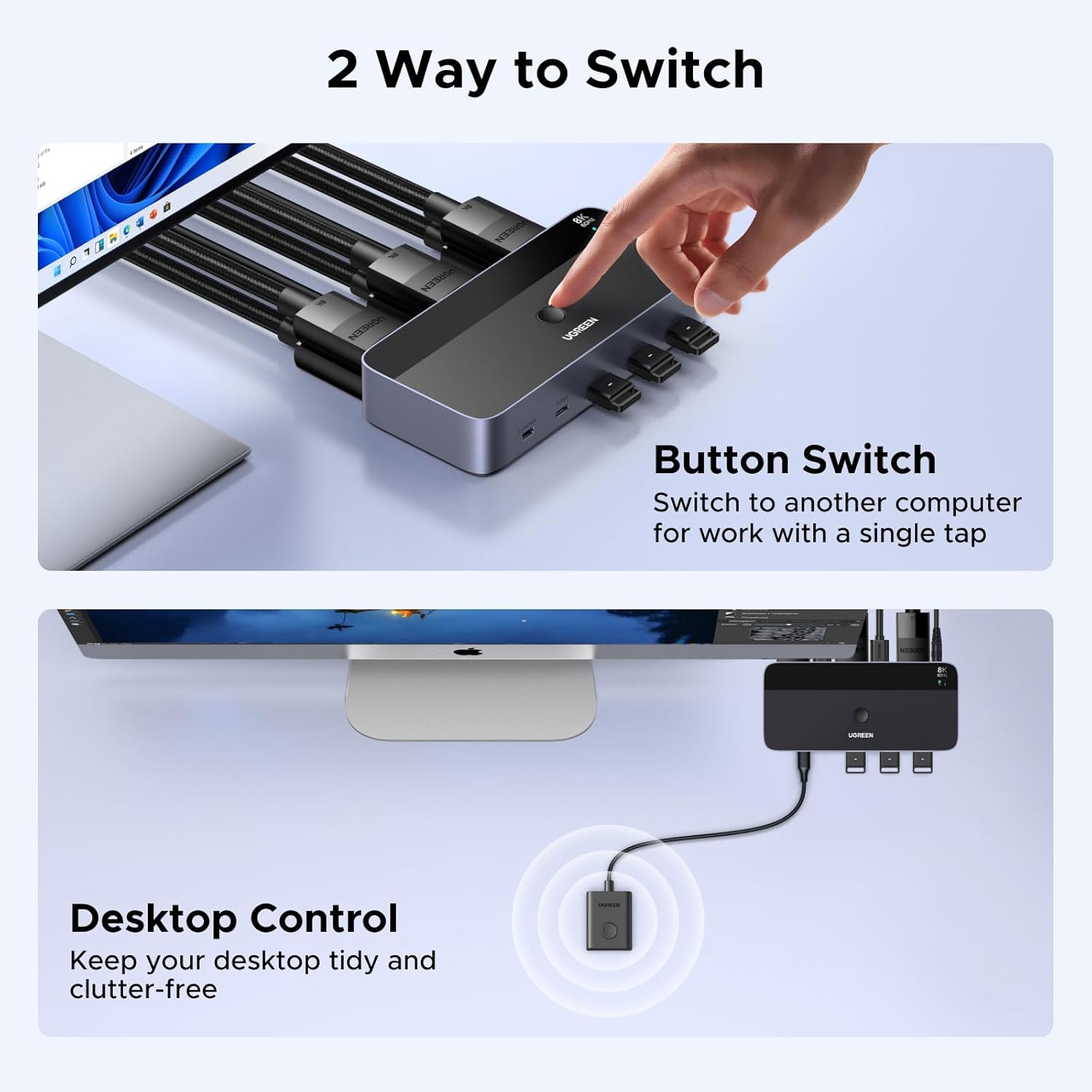 Switch KVM DP, Adaptor Hub pentru 2 computere si 2 monitoare