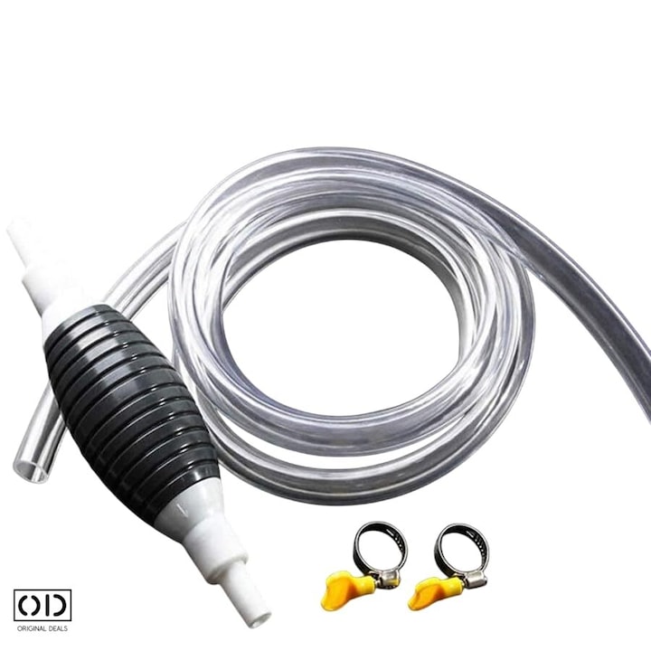 Pompa Manuala pentru Scos si Transfer Lichide, pentru Apa, Benzina, Motorina, Vin, Tuica, etc, Dimensiune 1.5 Metri, PVC Negru, ORIGINAL DEALS