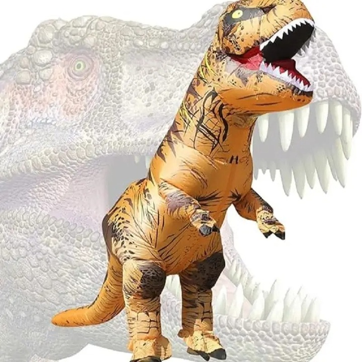 Costum de dinozaur gonflabil, imbracaminte Carnival Dragon, fibre de poliester, 150-190 cm, maro