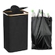 Cos pentru Reciclare Elindor® Capacitate 100L, din Material Textil si Bambus, pentru Multifunctional, pentru Bucatarie sau Camara, Cos Gunoi Potrivit pentru Colectare Selectiva a Sticlelor de Plastic, 41 x 33.5 x 70 cm, Negru