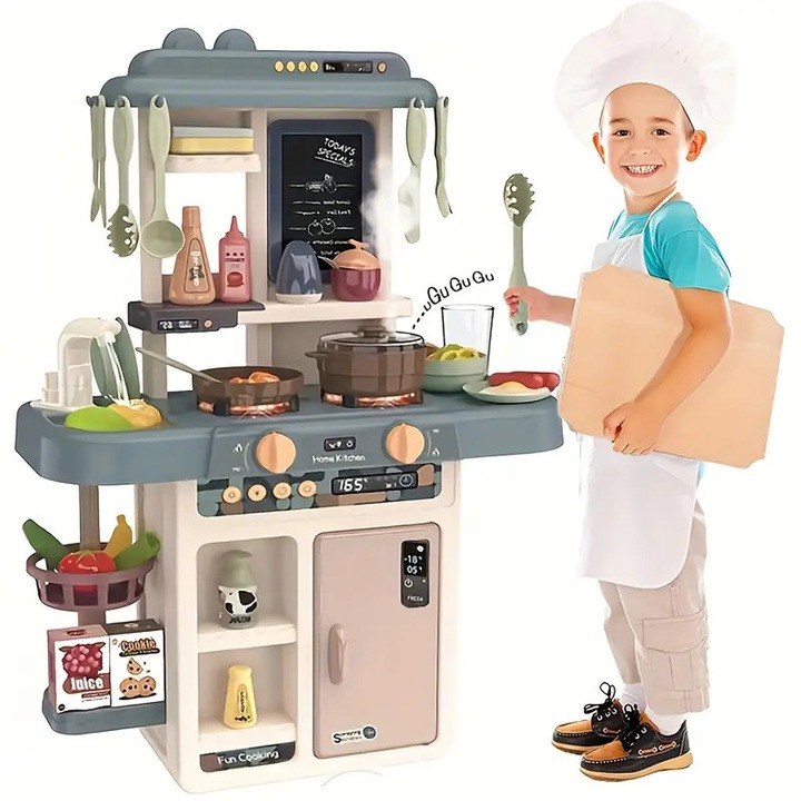 Set Bucatarie pentru Copii Little Cheff, Interactiva Complet Echipata, Multifunctionala, Dezvolta Imaginatia si Stimuleaza Creativitatea, Lumini si Sunete reale Specifice, 42 Elemente