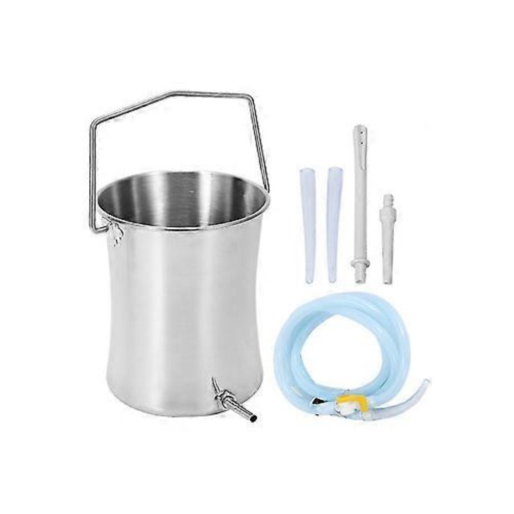 Bidon de clisma din otel inoxidabil 2L, reutilizabil, pentru curatare, detoxifiere