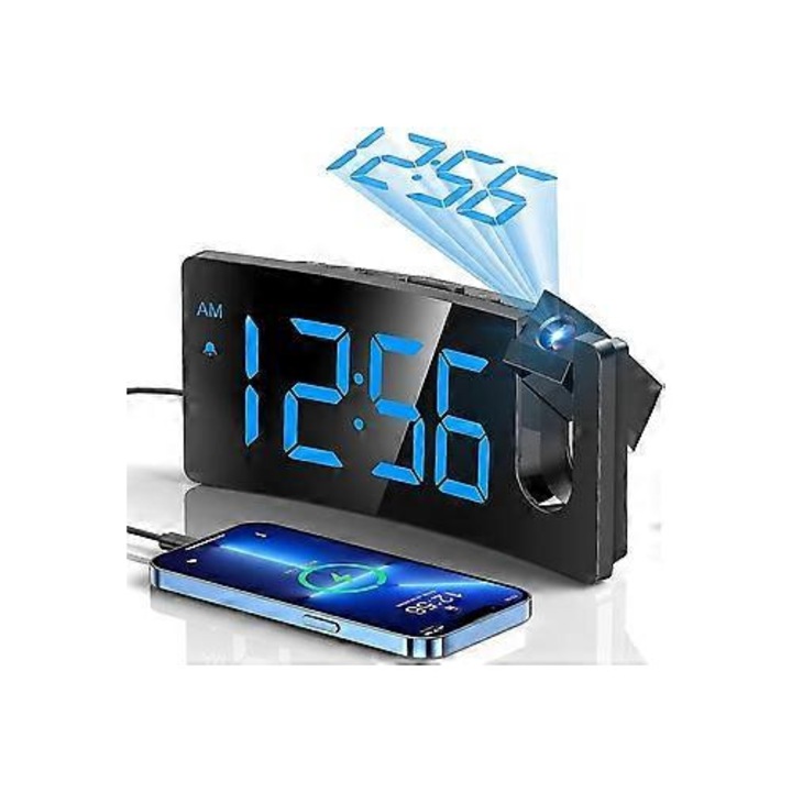 Dekoratív óra projektorral, 180°-ban forgatható, 3 fényerő szint