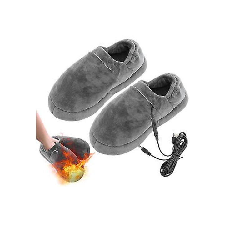 Incalzitoare corporale, Incaltaminte electrica cu incalzire, Plus, Reincarcabil, gri