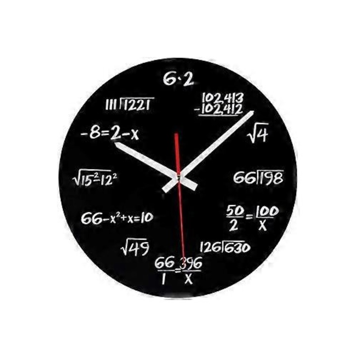 Dekoratív falióra, matematikai képletek, egyedi design, többszínű