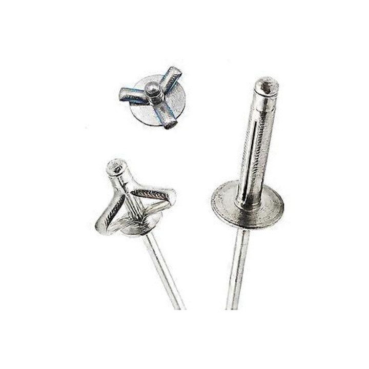 Set 50 buc Suruburi Pop Blind din Aluminiu, 32x40x48mm, Culoare Argintie