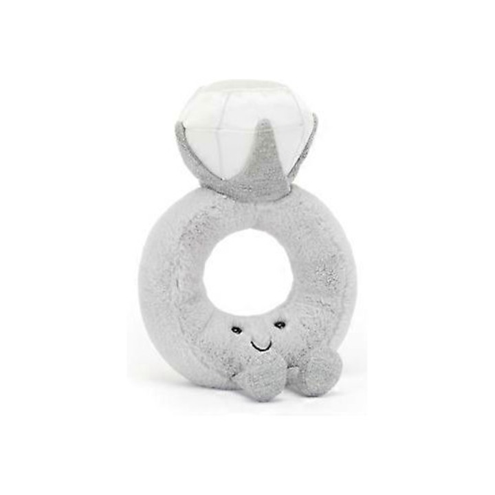 Jucarie de plus inel de logodna Jellycat Amuseables, 20 cm, Alb