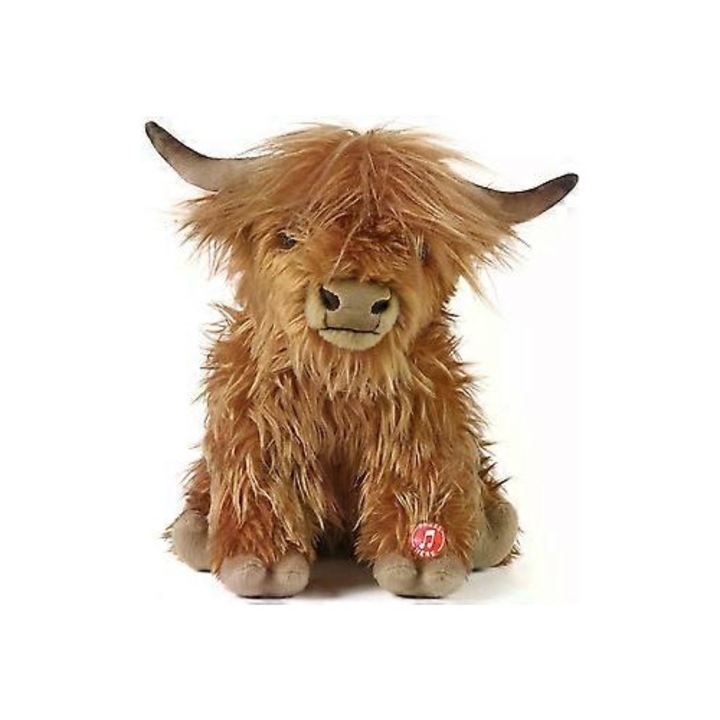 Jucarie de plus vaca inalta, maro, cu sunet, 30x20cm