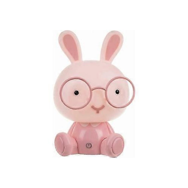 Детска нощна лампа, розов заек, LED
